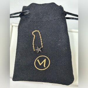 Mejuri Paved Black Diamond Star Chain Ring Size 6 NWT